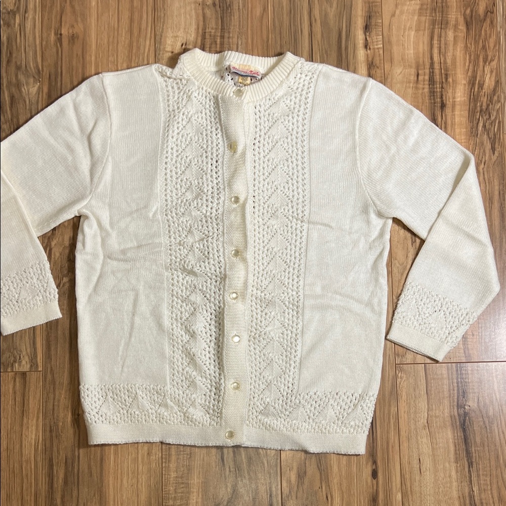 VTG 70s- 80s Glamour-Knit by Central Knitwear Made in USA Cardigan Sweater Sz M
